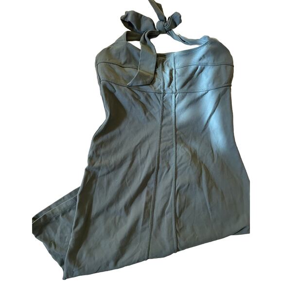 Athleta Dress Women's 0 Modra Gray Green Halter Built in Bra Yoga Bodycon - Picture 1 of 7